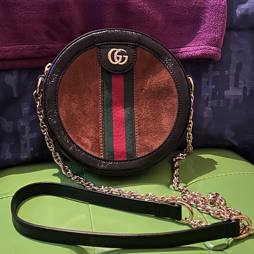 Gucci Black and Brown Round Crossbody Bag
